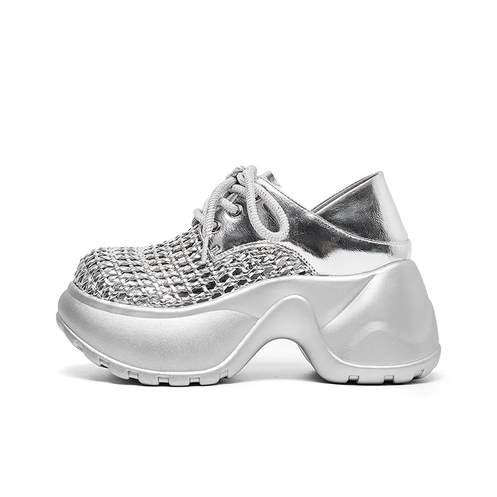 Lee Cooper Slip Resistant, Abrasion Resistant, Height Increasing, Breathable Low Top Chunky Sneakers Women's-0