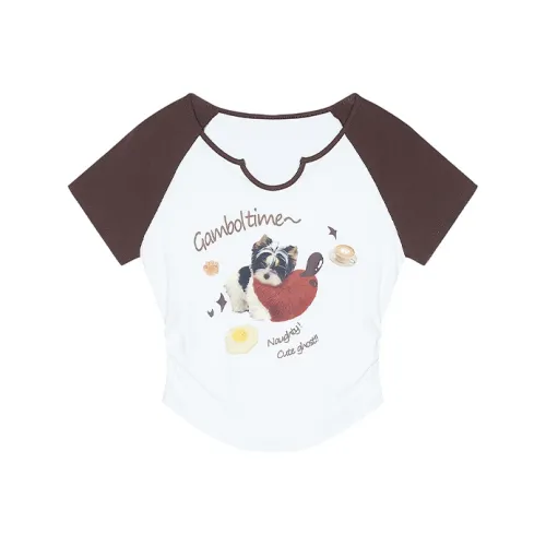 ELF SACK T Shirts Women's Naughty Blue & Coffee