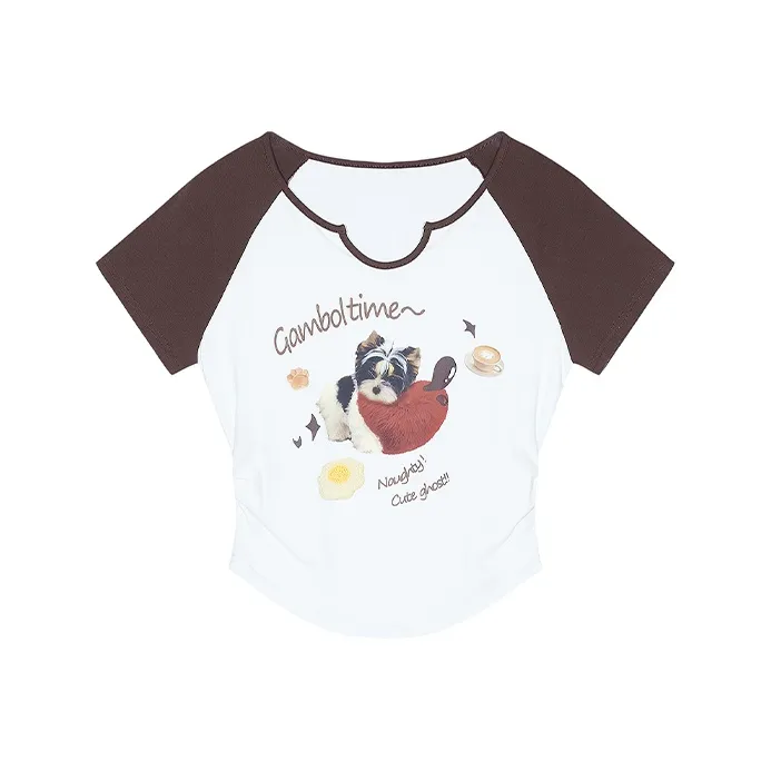 ELF SACK T Shirts Women's Naughty Blue Clash With Coffee-0