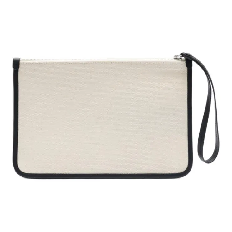 LACOSTE Cotton Fabric Clutch Women's White-2