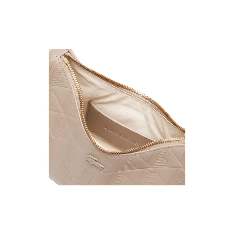 LACOSTE Cow Leather One Shoulder Handbag Women's Beige-3