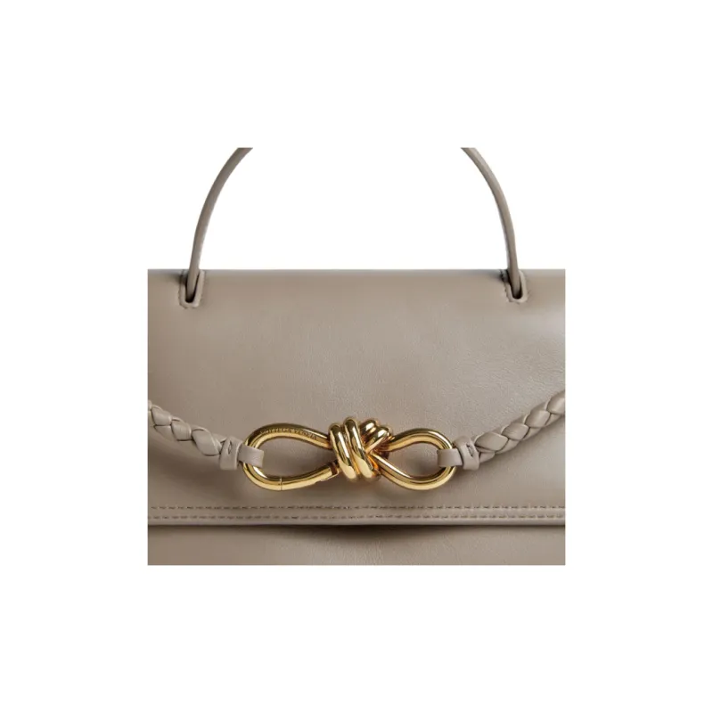 Bottega Veneta Calfskin Shoulder Bag, Crossbody Bag, Handbag Trumpets Women's Lime Stone Color-5