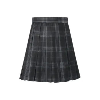 RIMUXINGHE Uniforms Women's [Star Island 43cm]Plaid Skirt+Bow Tie