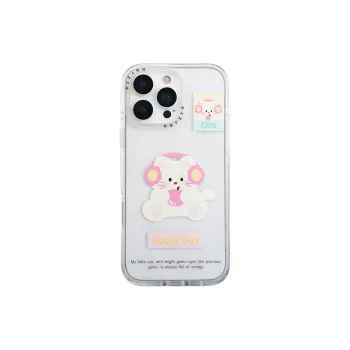 Sopi Acrylic Material Apple Headphone Kitten Phone Cases Compatible With IPhone 16/15 Pro Max/Apple 13/14 Pro/Max