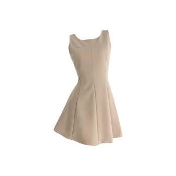 DOKZB Sleeveless Dresses Women's Milk Tea Beige