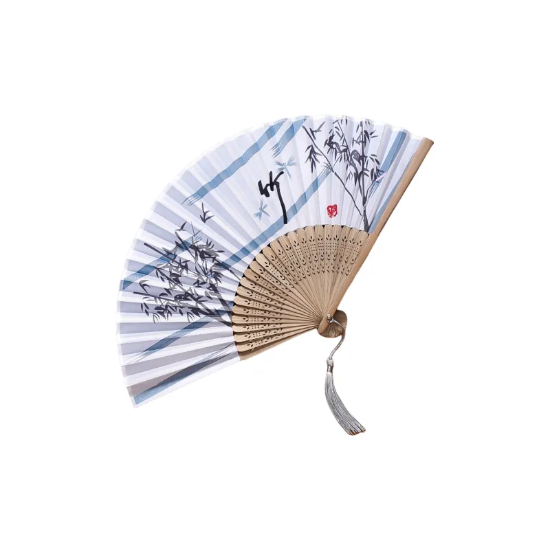 JINGDI Twill Damask And Silk Foldable Small Fan-28