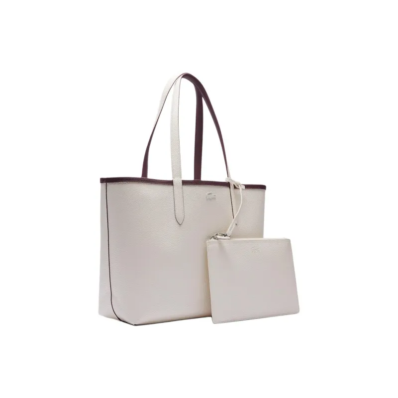 LACOSTE Synthetic Leather Tote Bag, Shopping Bag, Shoulder Bag Women's Bordeaux Red-2
