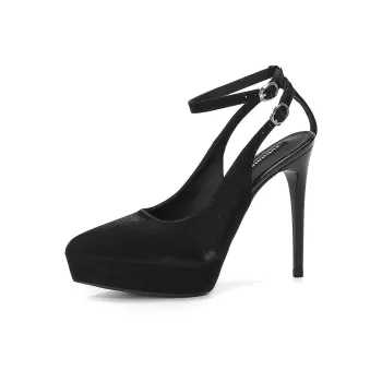 Lan Miao Slim Heel High Heels Women's Satin Black
