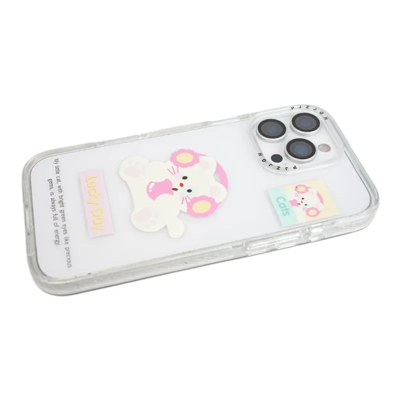 Wei Xin Acrylic Material Apple Headphone Kitten Phone Cases Compatible With IPhone 16/15 Pro Max/Apple 13/14 Pro/Max-4