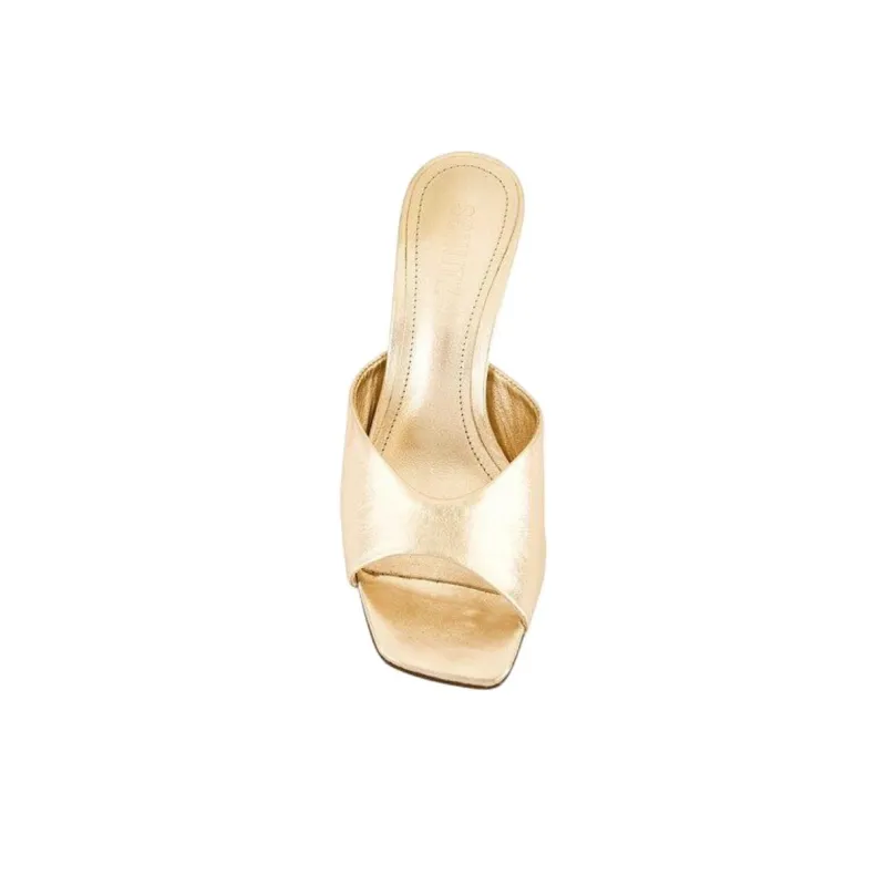 Schutz Slide Slippers 6.5cm Women's Gold-4
