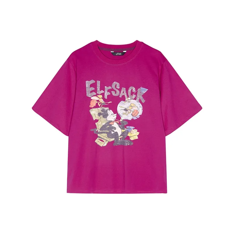 ELF SACK T Shirts Women's Naughty Ghost Rose Red-0