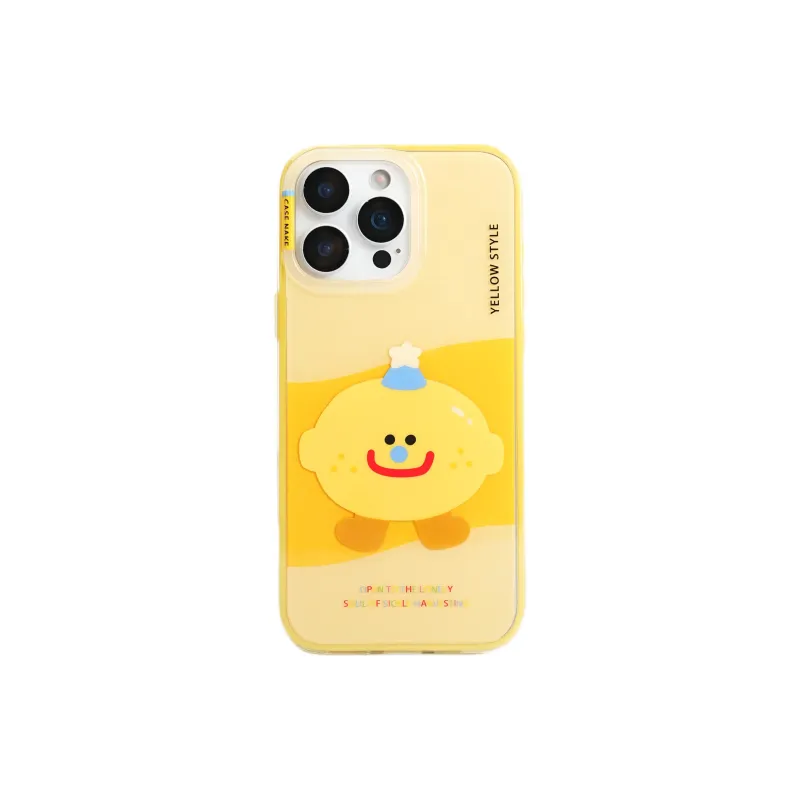 Wei Xin Acrylic Material Yellow Lemon Figure Stand Phone Cases Compatible With IPhone 16/15 Pro Max/Apple 13/14 Pro/Max-4