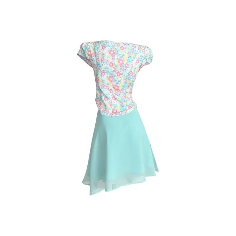 HUINIAN Two Piece Skirt Sets Women's Floral Top+Green Skirt-1