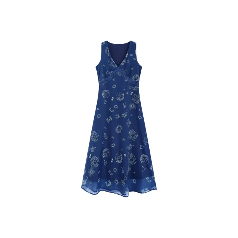 DOKZB Sleeveless Dresses Women's Navy Blue-0