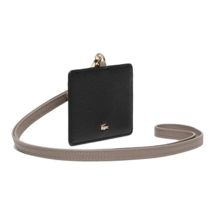 LACOSTE Cow Leather Card Holder Unisex Black-1