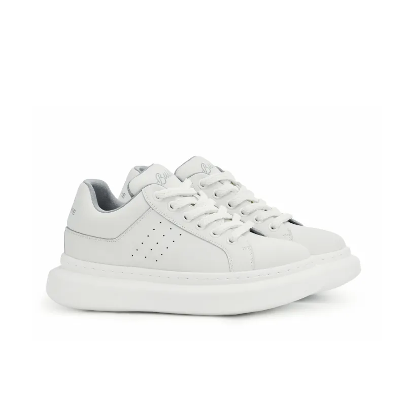 BULLKVIE Anti Slip Wear Resistant Low Top Skateboard Shoes Unisex White-2