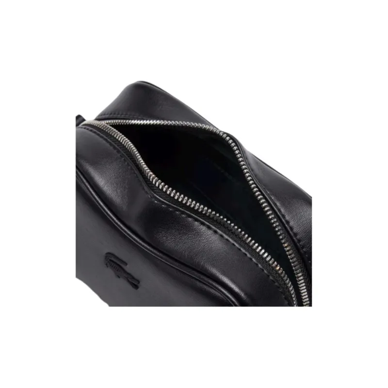 LACOSTE Cow Leather Shoulder Bag, Crossbody Bag Mini Women's Black-4