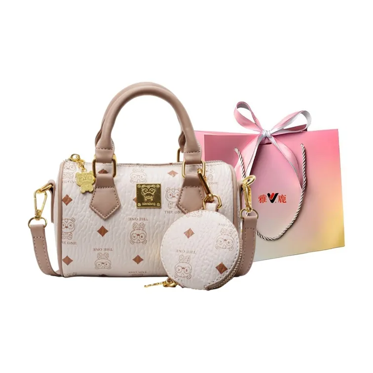 Yalu PU Handbag Regular Women's Brown/Pink/Ecru-14