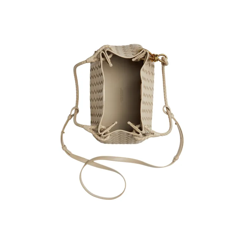 Bottega Veneta Intrecciato Lambskin Shoulder Bag, Crossbody Bag, Handbag Medium Size Women's Khaki-3