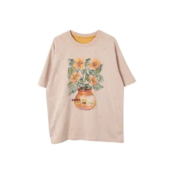 LUYOUYE Drop Shoulder Sleeve T Shirt Women's