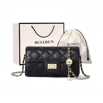 Bullrun Synthetic Leather Chain Bag, Shoulder Bag, Crossbody Bag Regular Women's Black