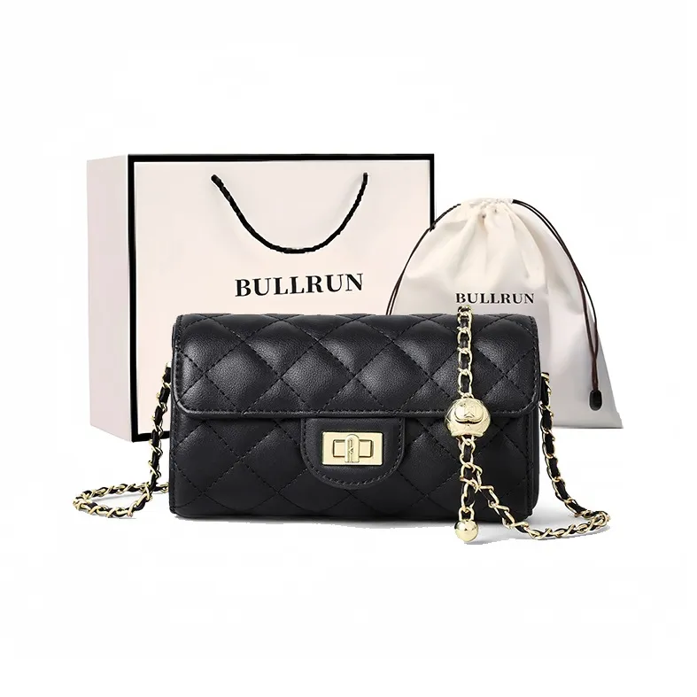 Bullrun Synthetic Leather Chain Bag, Shoulder Bag, Crossbody Bag Regular Women's Black-0
