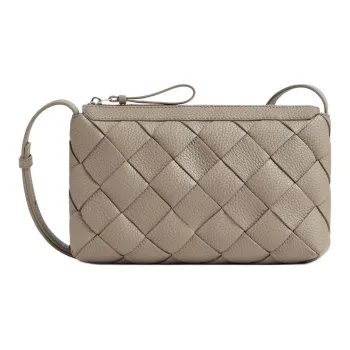 Bottega Veneta Diago Calfskin Messenger Bag, Shoulder Bag, Crossbody Bag Men's Gray Brown