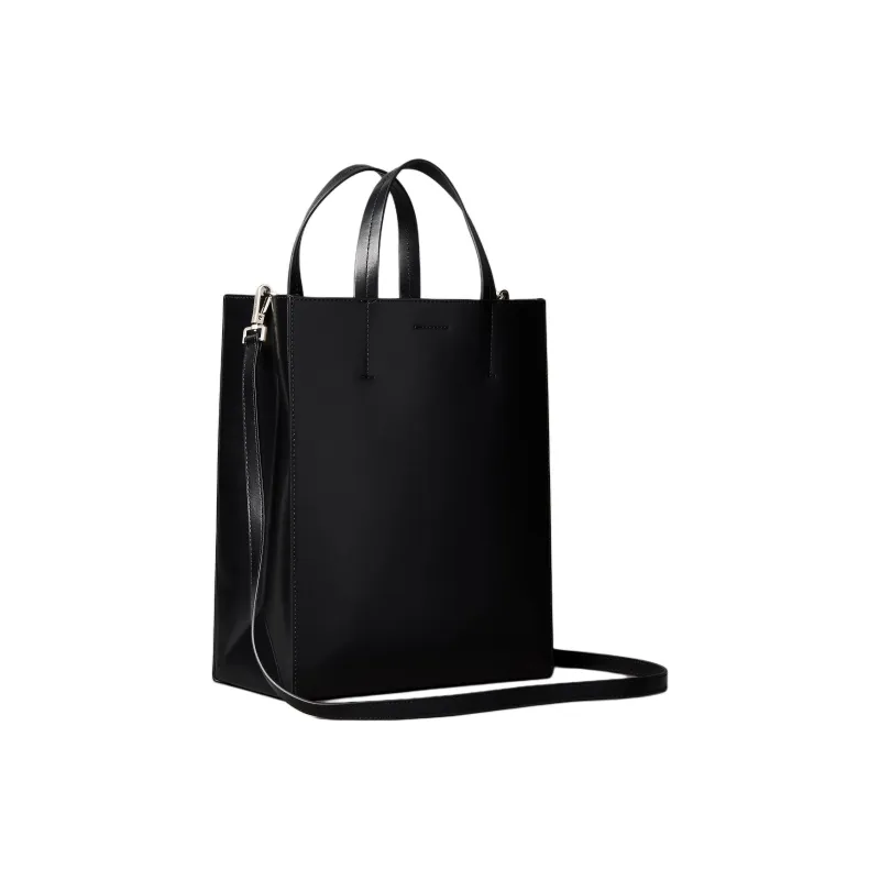 CALVIN KLEIN Leather Tote Bag, Shopping Bag, Shoulder Bag, Handbag Small Size Women's Black-1