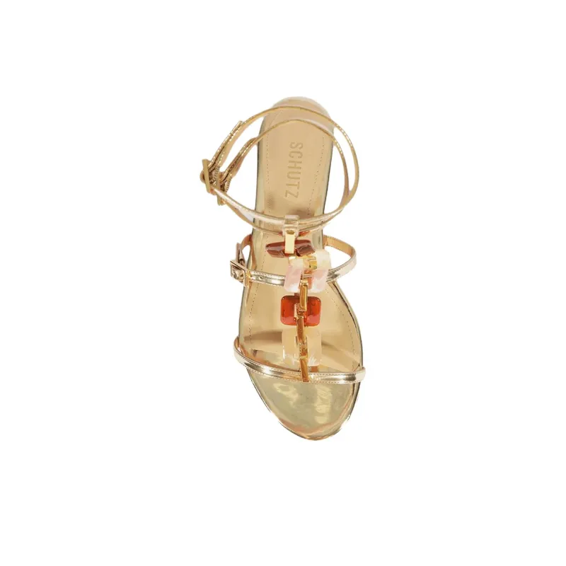 Schutz Cassand Roman Sandals Women's Gold-3