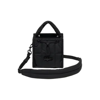 LACOSTE Polyurethane Bucket Shoulder Bag Unisex Black