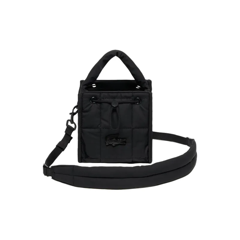 LACOSTE Polyurethane Bucket Shoulder Bag Unisex Black-0