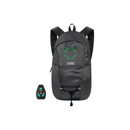 LECAGE Polyester Backpack Regular Unisex Black/Green/Gray