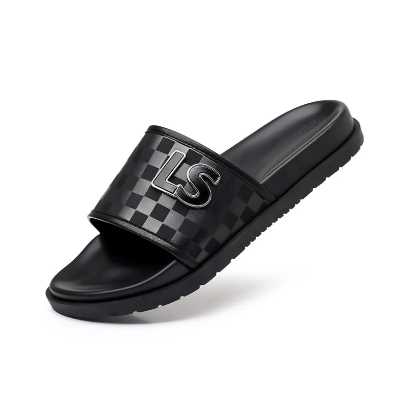 Eminu Cut Out Abrasion Resistant Slide Slippers Men's Black-1