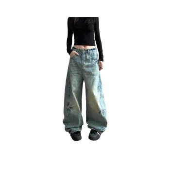 NEVER RULE Jeans Unisex Washed Blue