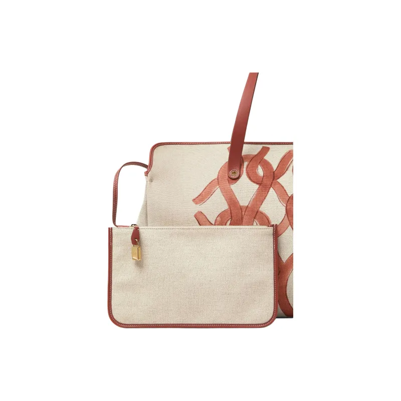 Loro Piana Cotton Tote Bag, Shopping Bag, Handbag Women's Beige-5