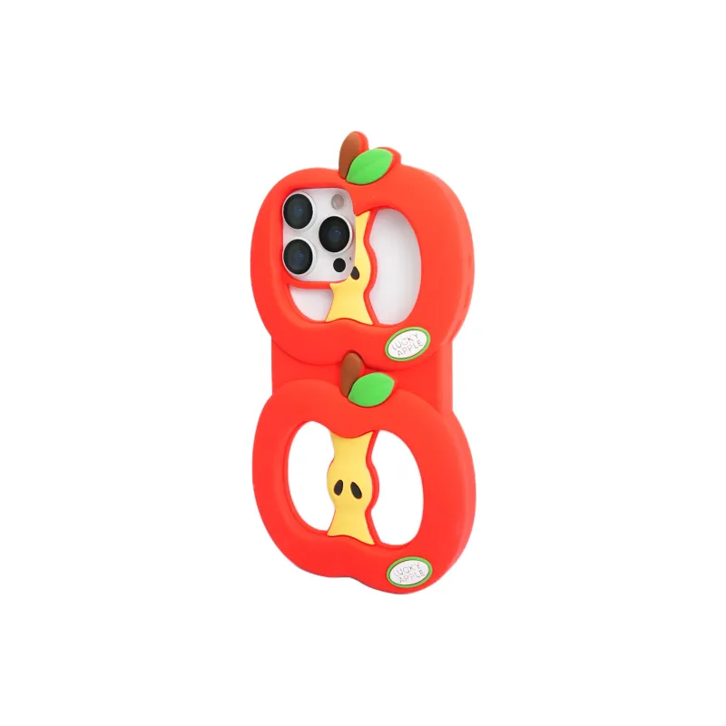 Wei Xin Silicone Material Cut Out Red Green Apple Phone Cases Compatible With IPhone 16/15 Pro Max/Apple 13/14 Pro/Max-3