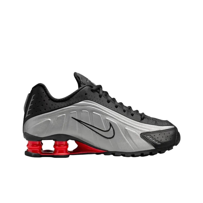 Nike Shox R4 Anti Slip Wear Resistant Low Top Casual Running Shoes Unisex Silver Black-1