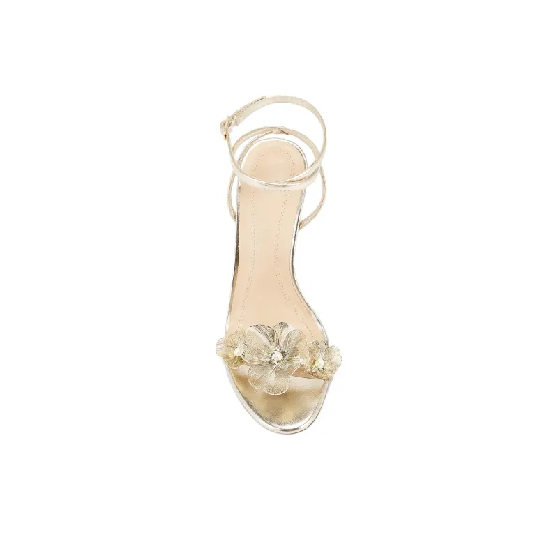 STEVE MADDEN Sheila One Strap Sandals 10.8cm Women's Gold-4