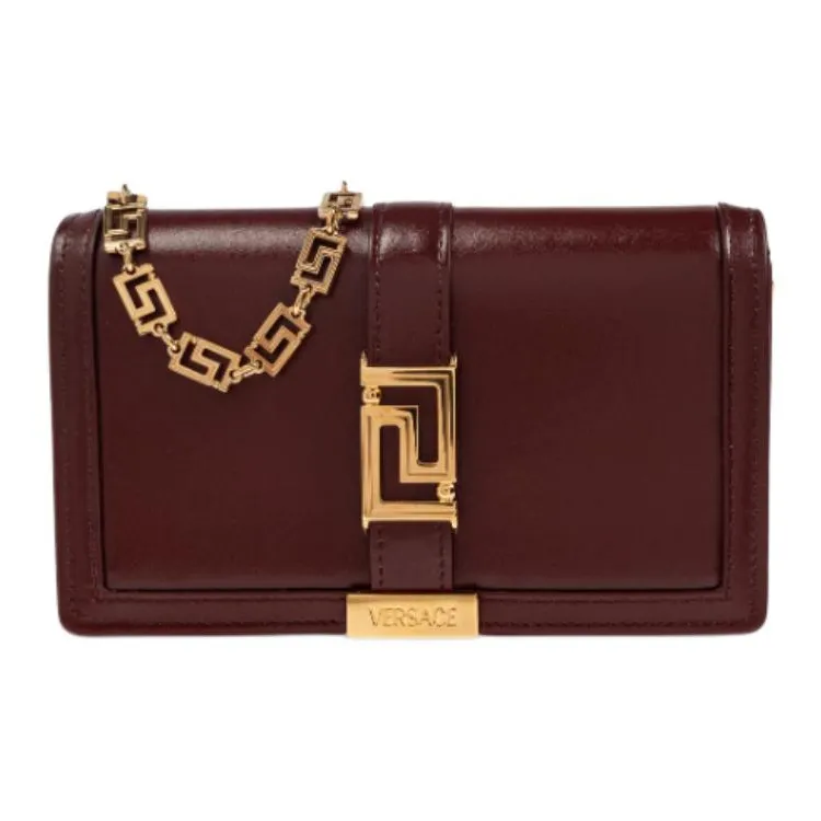 VERSACE Greca Goddess Calfskin Shoulder Bag Mini Women's Burgundy-0