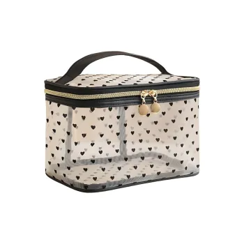 Future Maple Flock Heart Gauze Business Travel Storage Bag Makeup Bags Multifunctional Usage Modern Minimalist Style