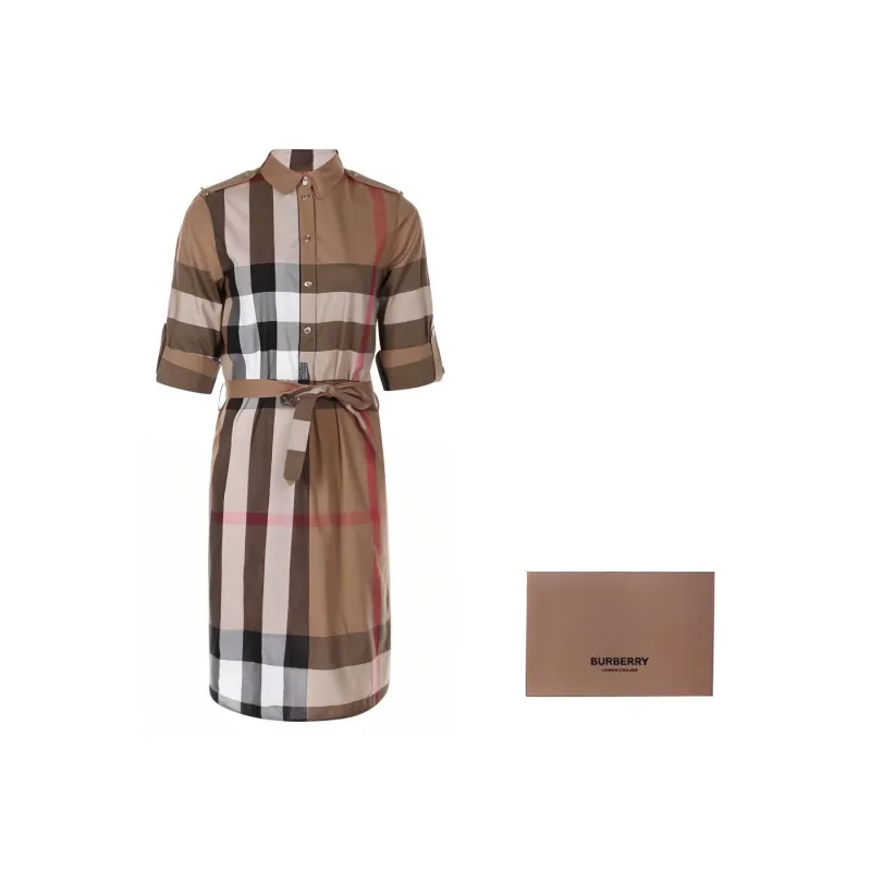Burberry Short Sleeved Dress Women's Archive Beige-6