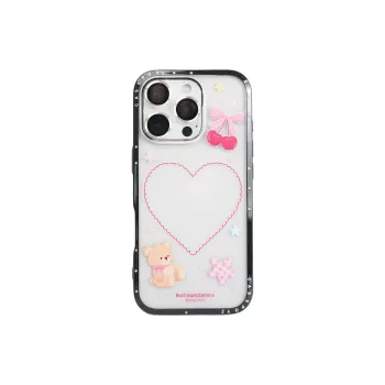 Sopi Acrylic Material Cherry Heart Bear Pendant Phone Cases Compatible With IPhone 16/15 Pro Max/Apple 13/14 Pro/Max