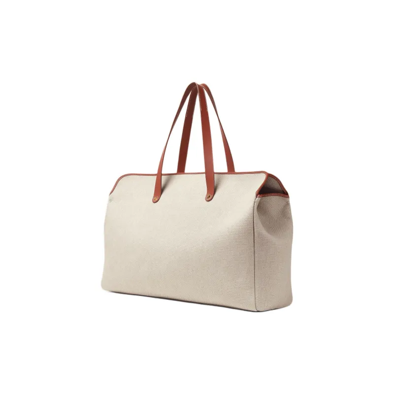 Loro Piana Cotton Tote Bag, Shopping Bag, Handbag Women's Beige-1