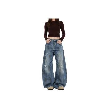 NEVER RULE Jeans Unisex Washed Blue