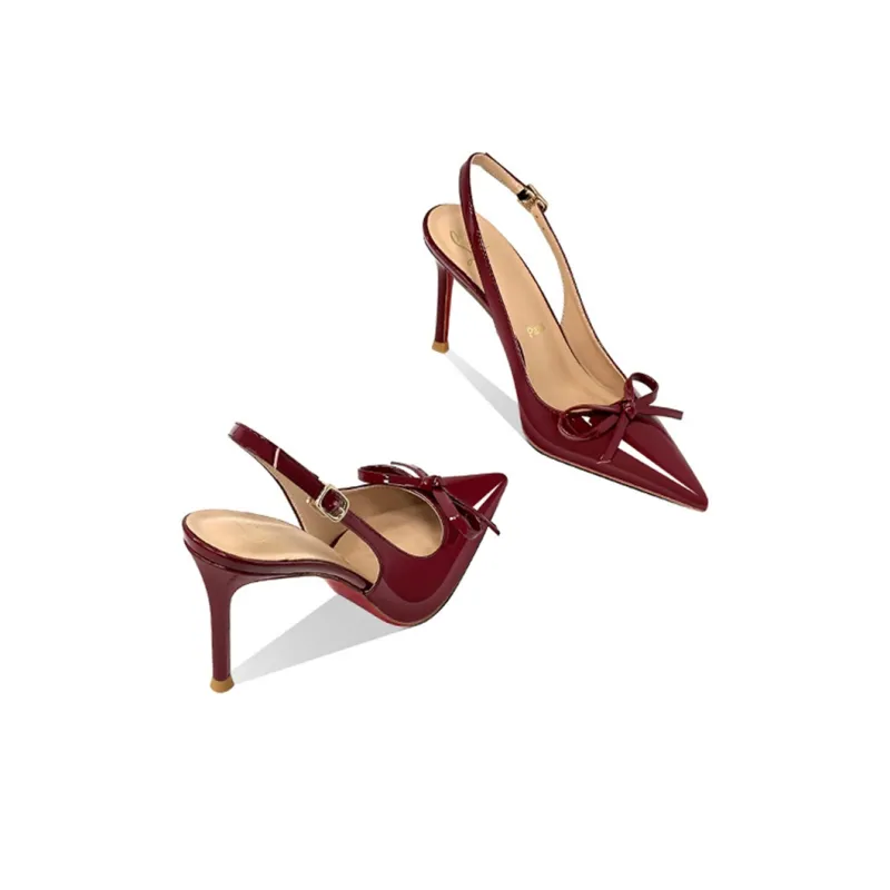 Lan Miao Slim Heel High Heels Women's Burgundy-3