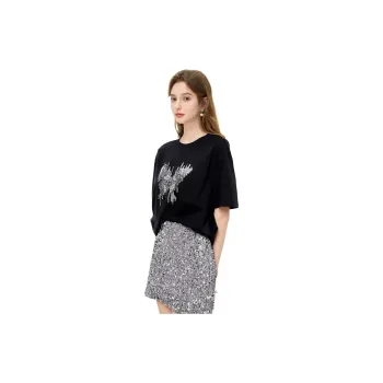 LUYOUYE Drop Shoulder Sleeve T Shirt Women's