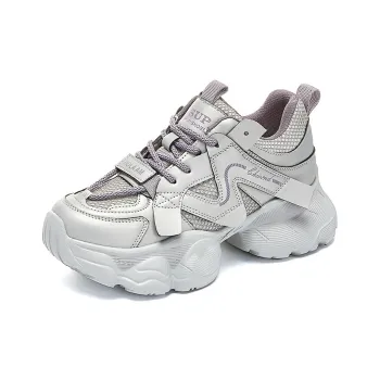 DGUMI Slip Resistant, Abrasion Resistant, Breathable, Height Increasing Low Top Chunky Sneakers Women's