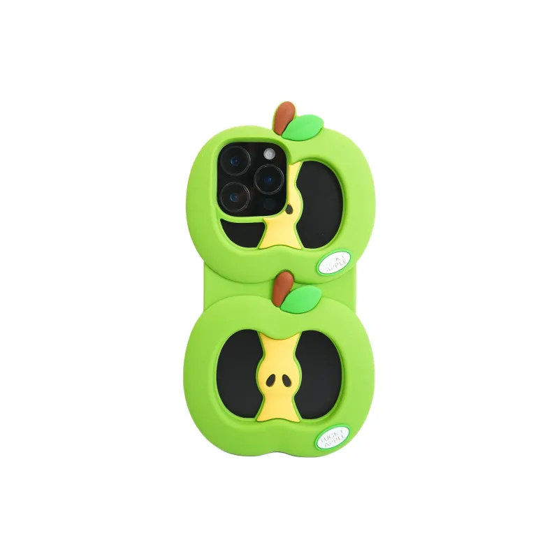Wei Xin Silicone Material Cut Out Red Green Apple Phone Cases Compatible With IPhone 16/15 Pro Max/Apple 13/14 Pro/Max-5