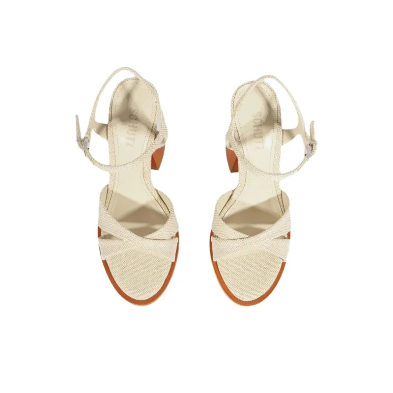 Schutz Hilda Curve One Strap Sandals 10.5cm Women's Beige-4