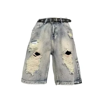 TESTUNG Denim Shorts Unisex Yellow Mud